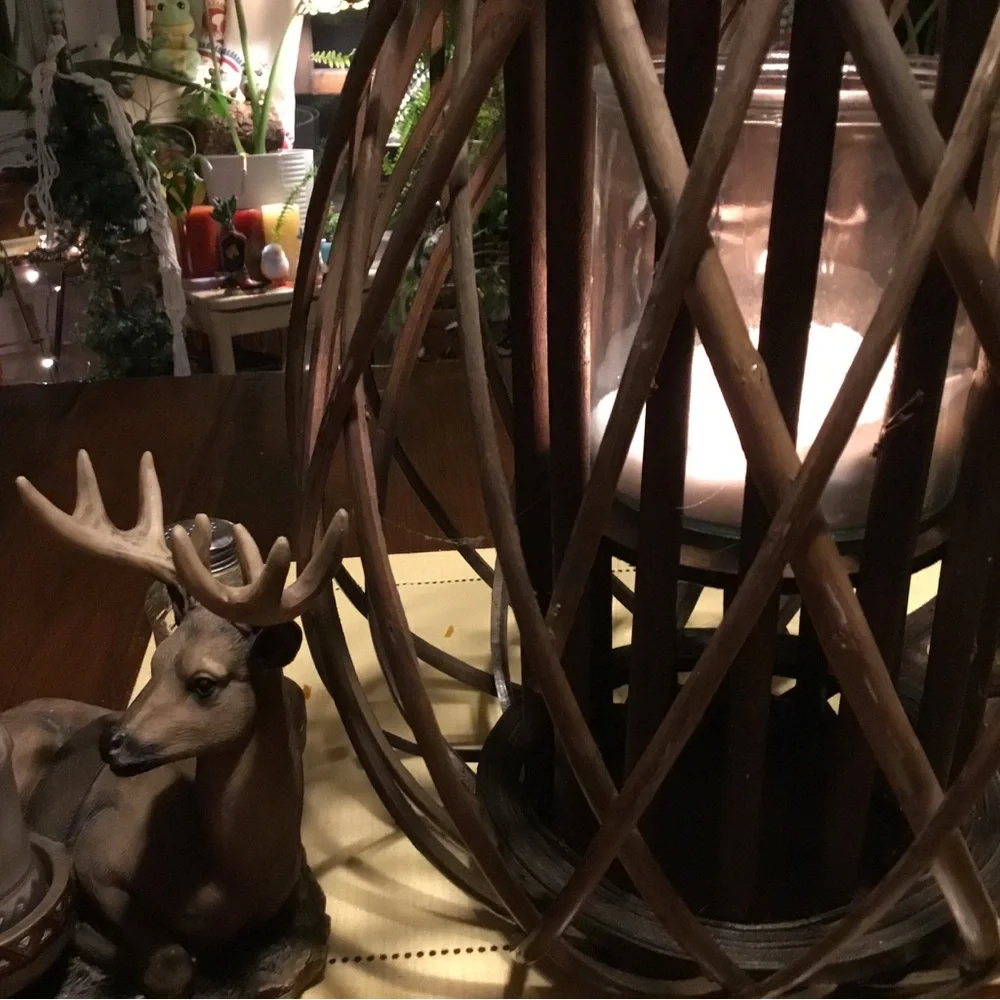 Handcrafted Woven Lantern Candle Holder - Brown